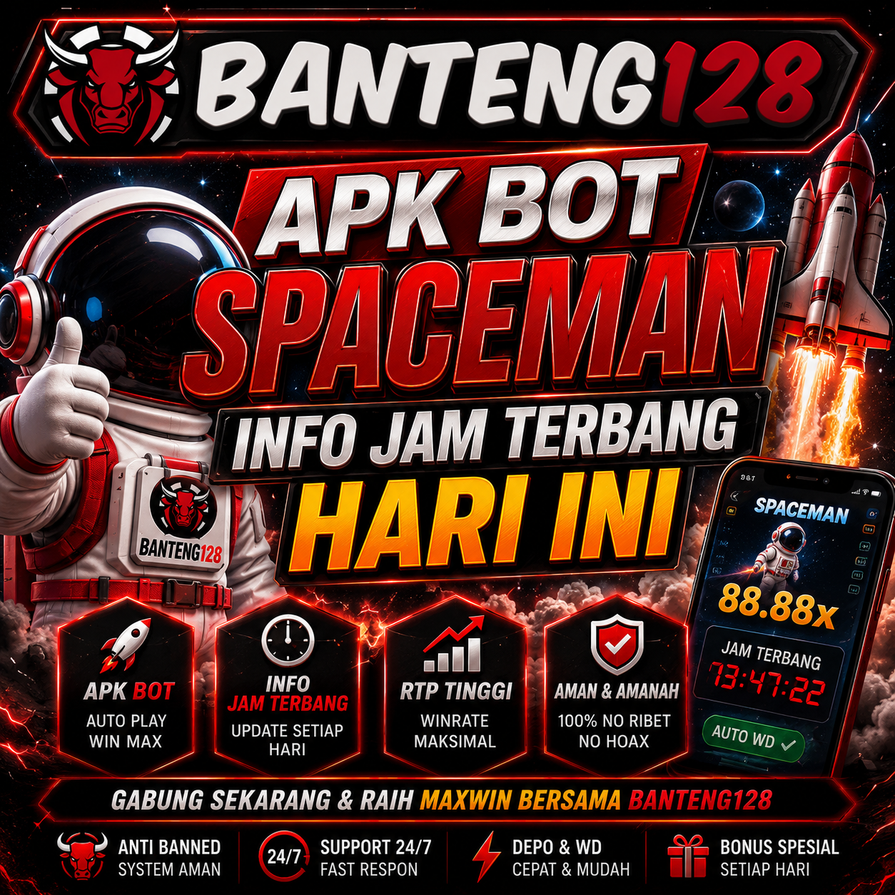 BANTENG128 # APK BOT SPACEMAN INFO JAM TERBANG HARI INI